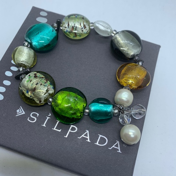 NWT Silpada Foil/Glass/Sterling Silver Bracelet